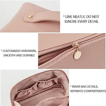 Classy Cosmetic Bag, Portable Leather Makeup Pouch, Waterproof Travel Washbag, Large Opening Makeup Bag, Multifunctional Leather Organizer Bag With Dividers And Handle, Lay Flat Large Opening Makeup Bag Classy Cosmetic Bag, Portable Leather Makeup Pouch, Waterproof Travel Washbag, Large Opening Makeup Bag, Multifunctional Leather Organizer Bag With Dividers And Handle, Lay Flat Large Opening Makeup Bag